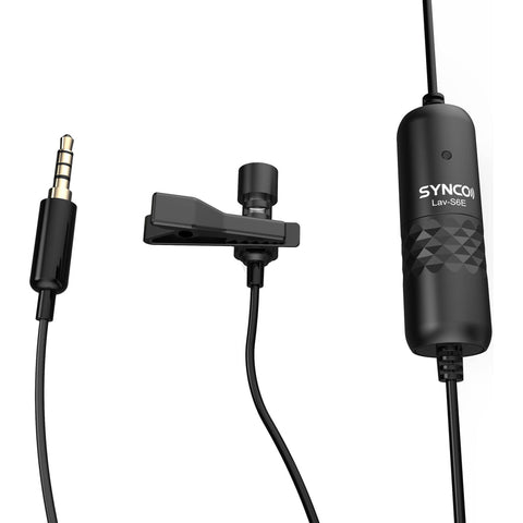 Synco Lav-S6E Omnidirectional Lavalier Microphone with 3.5mm Connector & Camera/Smartphone Sensor Synco Lav-S6E Omnidirectional Lavalier Microphone with 3.5mm Connector & Camera/Smartphone Sensor
