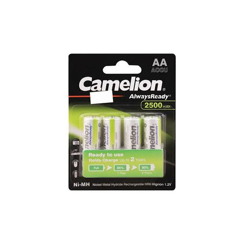 Camelion AlwaysReady AA Ni-MH 2500mAh Rechargeable Battery, 4-Pack,
