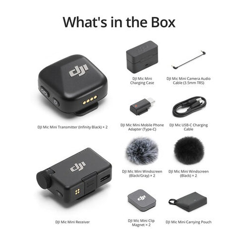 DJI Mic Mini 2-Person Compact Wireless Microphone System for Camera & Smartphone (2.4 GHz) cw