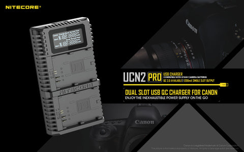 Nitecore LPE6N UCN2 Pro – A Dual Slot USB QC Charger For CANON LPE6N