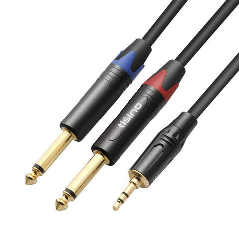 1/8 to 1/4 Stereo Cable, 1/8 Inch TRS Stereo to Dual 1/4 inch TS Mono Y-Splitter Cable 3.5mm Aux Mini Jack to Jack