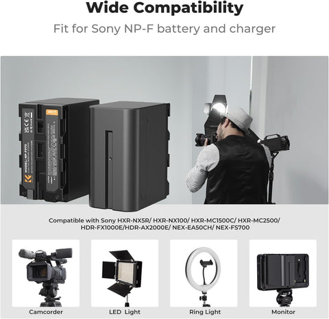 K&F Concept 2 Pack NP-F970 Battery and Dual Battery Charger Compatible with Sony NP-F970