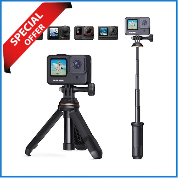 K&F Concept MS10 33.5cm/13.2" Selfie Stick Tripod, Portable Vlog Handle Grip Action Camera Selfie Stick for GoPro Hero