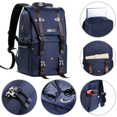 K&F Concept KF13.087 Multifunctional Waterproof Professional Camera Backpack with Laptop Chamber for Outdoor Travel Photo and Video – Blue