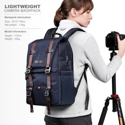 K&F Concept KF13.087 Multifunctional Waterproof Professional Camera Backpack with Laptop Chamber for Outdoor Travel Photo and Video – Blue