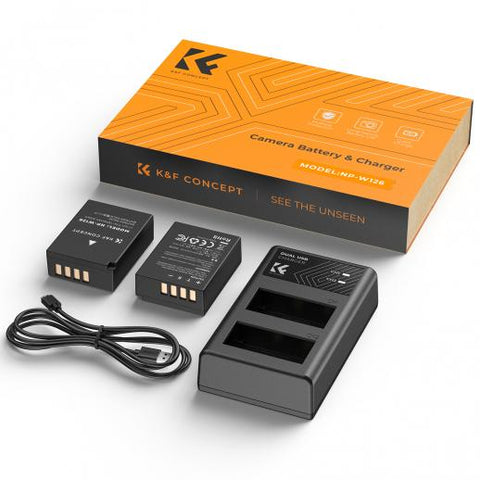 K&F 2X Battries NP-W126 Fuji+Dual Charger K&F KF28.0030