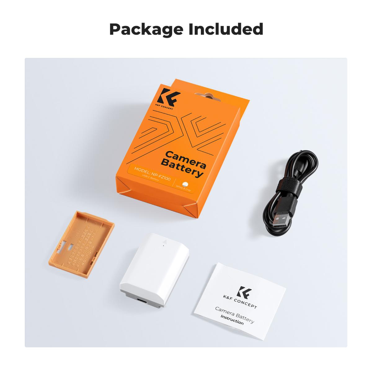 K&F NP-FZ100 2600mAh Battery with Type-C Fast Charging KF28.0034