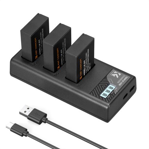K&F Concept 3-Pack LP-E17 Battery and 3-Slot LCD Charger Upgrade for Canon  Cameras