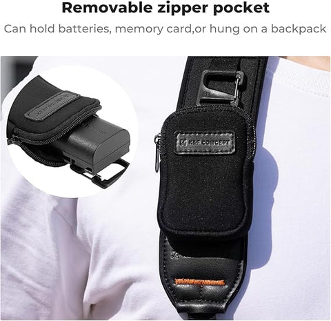 K&F KF13.184 Camera Neck Strap for Photographers, Soft Neoprene Adjustable Shoulder Belt with Zipped Pockets