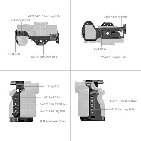 SmallRig Full Camera Cage for Select Sony Alpha Series Cameras (3667c) A7v,A7iv,A7siii