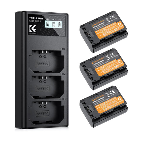 KF28.0038 TRIPLE KYF CONCEPT CHARGER COMBO + 3 NP-FZ100 BATTERIES