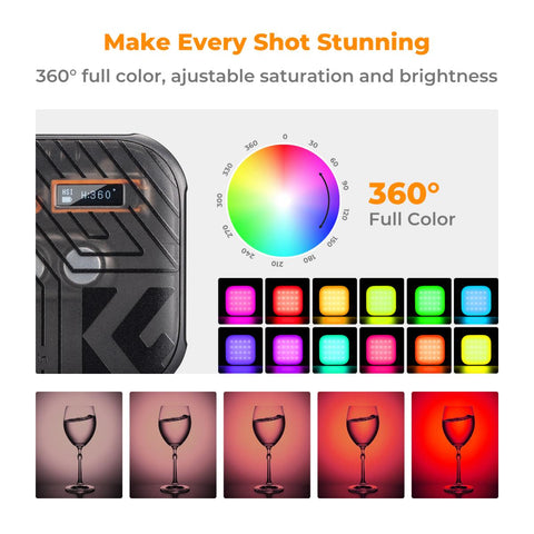 K&F Concept KF34.036V2 2500K-9900K CRI 96+ Rechargeable Mini LED RGB Video Light
