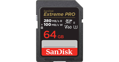 SanDisk 64GB 280mbs Extreme PRO UHS-II SDXC Memory Card