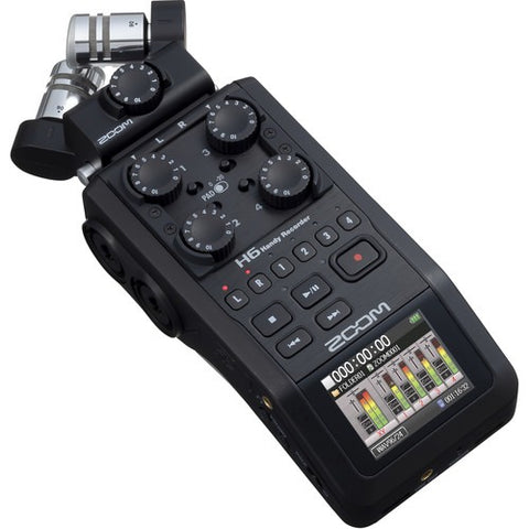 Zoom H6 All Black 6-Input / 6-Track Portable Handy Recorder with Single Mic Capsule (Black) Used -C50199831