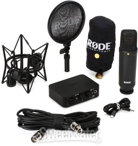 Rode Complete Studio Kit with AI-1 Audio Interface, NT1 Microphone, SM6 Shockmount, and XLR Cable