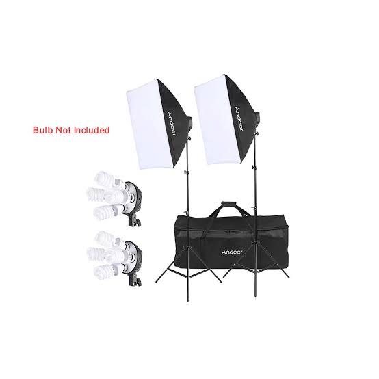 Andoer Studio Photo Lighting Kit with 2 * Softbox / 2 * 4in1 Bulb Socket  / 2 * Light Stand / 1 * Carrying Bag